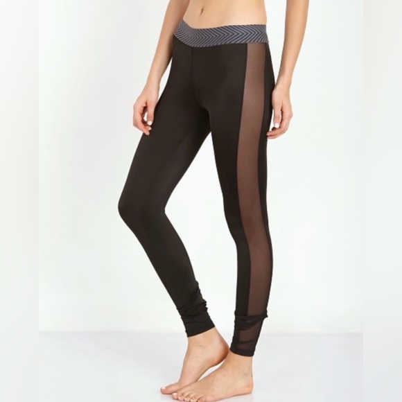 Olympia Activewear Titan Mesh Panel Leggings in Jet Black